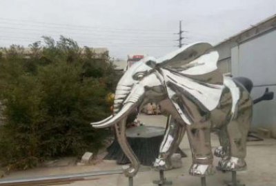 景区不锈钢镜面大象雕塑