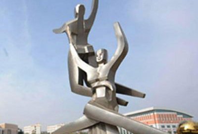 城市不锈钢抽象运动人物雕塑