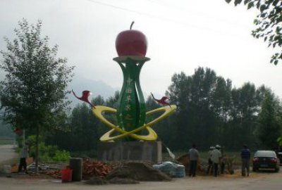 城市不锈钢彩绘苹果之乡标志雕塑