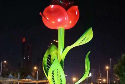 玻璃钢彩绘城市植物花朵雕塑