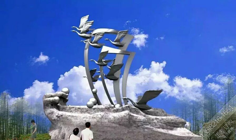 公园不锈钢飞翔天鹅雕塑