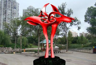 城市不锈钢抽象花朵雕塑