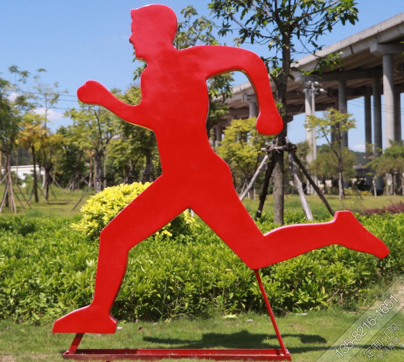 公园摆放不锈钢剪影跑步人雕塑