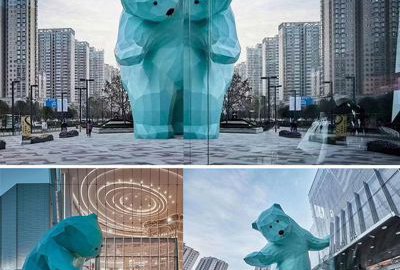 商场户外玻璃钢卡通熊雕塑