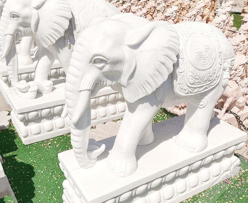 庭院摆放汉白玉大象雕塑